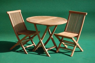 Teak folding table and chair set