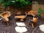 teak root bench and coffee table